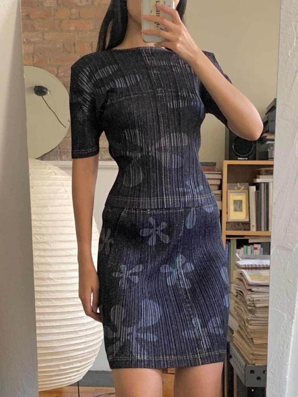 Issey Miyake Pleats Please Denim Flower Set Dark Purple Blue JP3